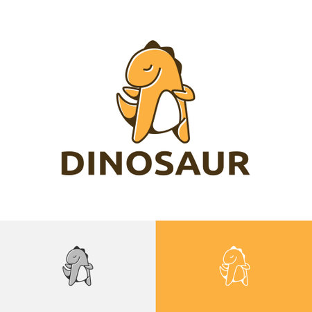 Cute Dinosaur Happy Cool Dino Mascot Character Logoのイラスト素材
