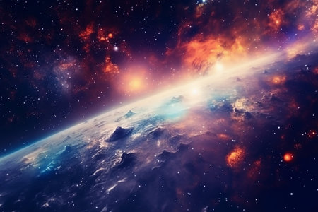 Galaxy in the Sky with Planet Element and Stars Showing the Beauty of Space Explorationの素材