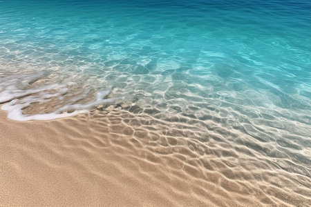 Summer Beach Shore Holiday Vacation Background with Clean Fresh and Blue Sea Waterの素材