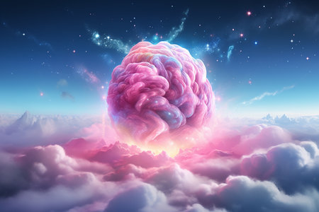 Big Candy Blobs with Background of Clouds and Galaxy in the Skyの素材