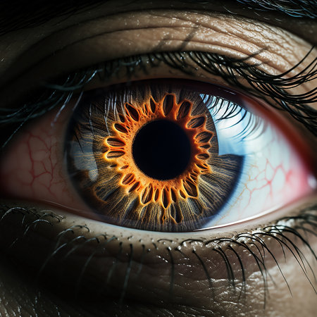 Generative AI Image of Macro Shot of Brownish Black Human Eye with Dark Skinの素材