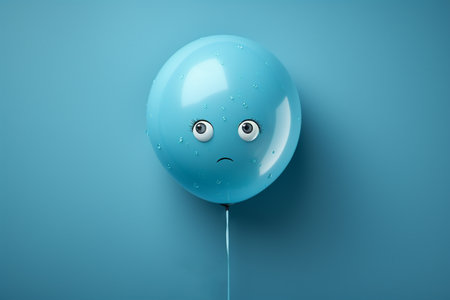 Generative AI Image of Character Balloon with Sad Expression of Blue Monday Conceptの素材