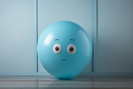 Generative AI Image of Character Balloon with Sad Mood Expression of Blue Monday Conceptの素材