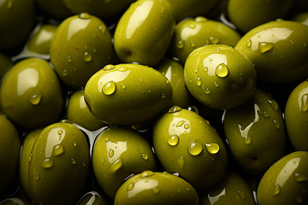 Generative AI Image of Background of Fresh Green Olives Fruitの素材