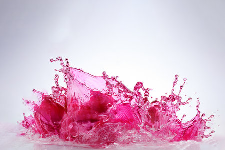 Generative AI Image of Purple Fruit Juice Drink with Water Splashing on White Backgroundの素材