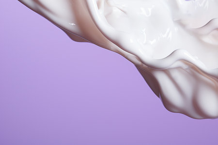 Generative AI Image of Splash of Fresh Milk with Blank Space on Purple Backgroundの素材