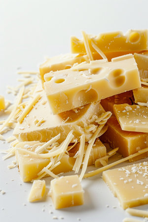 Generative AI Image of Pieces of Cheese on Isolated Backgroundの素材