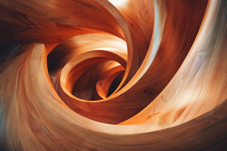 Generative AI Image of Abstract Wallpaper of Circle Swirl Twist Woodenの素材