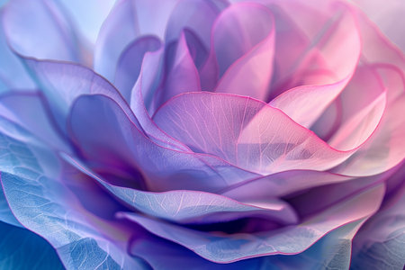Generative AI Image of Purple Gradation Petal Flower Floral Leavesの素材