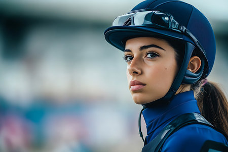 Generative AI Image of Equestrian Women for Horse Race Competition The Melbourne Cup Australiaの素材