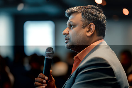 Generative AI Image of Indian Businessman Speaking Explain to Client Negotiation at Office Wallpaperの素材