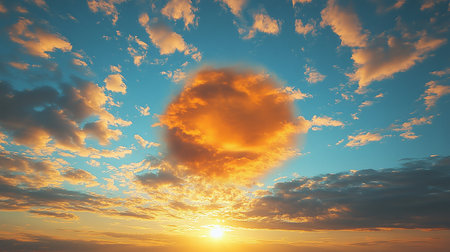 Generative AI Image of Clouds View in the Sky with Sunset Sunriseの素材