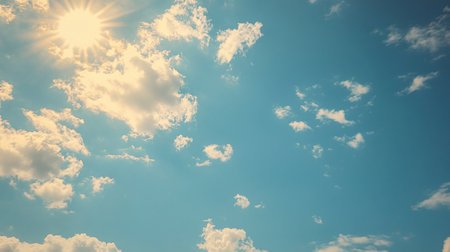 Generative AI Image of Clouds View in the Sky with Sun in the Daytimeの素材