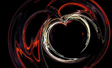 Red & White Heart Fractalの写真素材