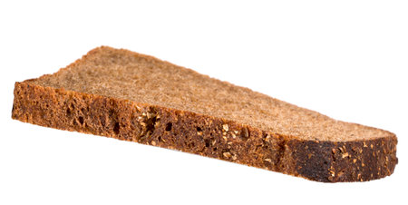 Pieces of black bread with seeds isolated on white background