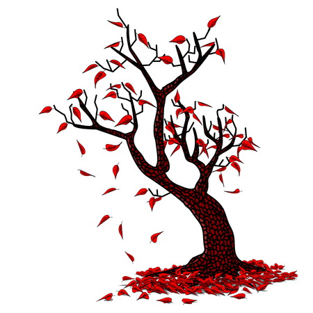 Simple Fall Drawing on white Backgroundのイラスト素材