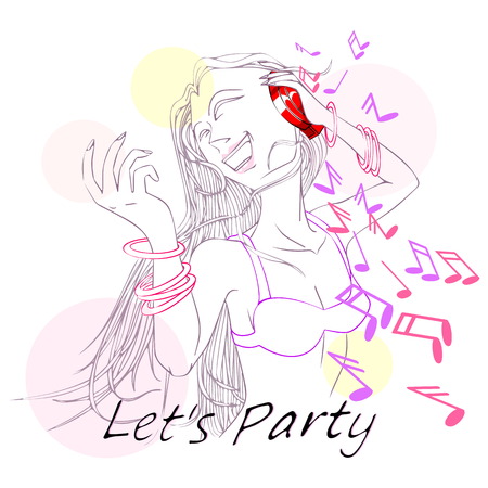Girl is dancing in the partyのイラスト素材