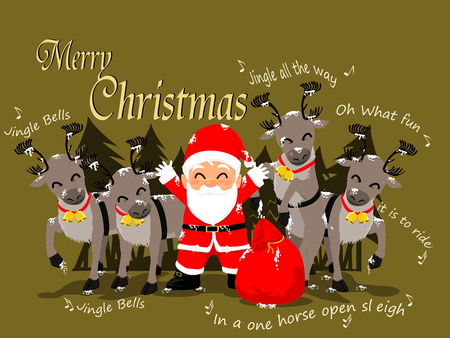 Christmas Background, Santa  his reindeerのイラスト素材