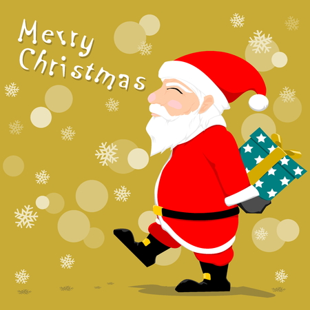 Santa Clause hold a gift box  behind his backのイラスト素材