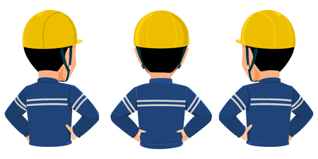 Back view od workers on transparent backgroundのイラスト素材