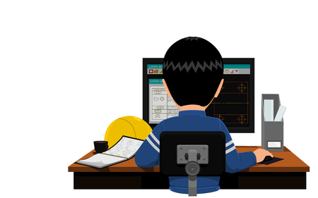 Design engineer is working on his deskのイラスト素材