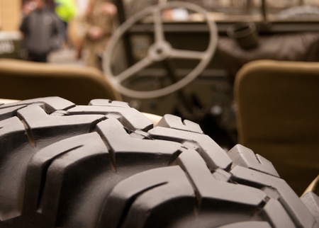 Military tyre in a military parade