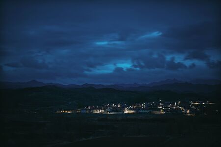 El Chalten village with mount Fitz Roy in Argentinaの写真素材