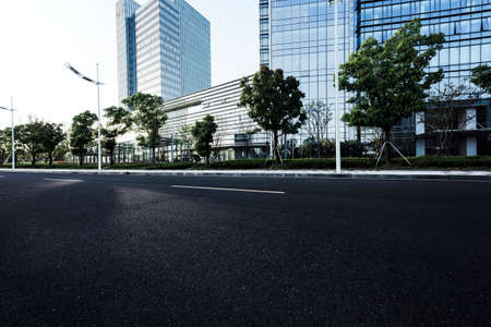 Modern city square platform and city skyscraperのeditorial素材