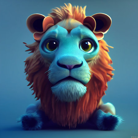Cute cartoon lion. 3D rendering, 3d illustration.の素材