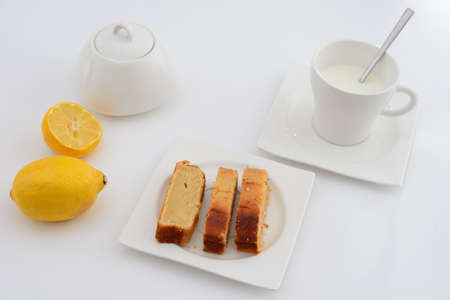 Breakfast with lemon cakeの写真素材