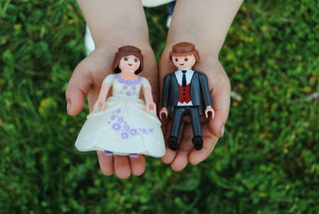 Hands with wedding figuresの写真素材