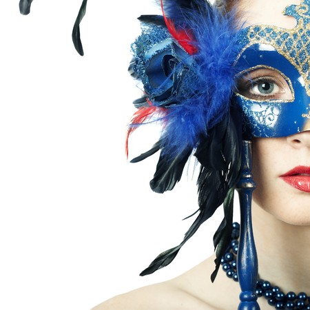 The beautiful young girl in a mysterious maskの写真素材