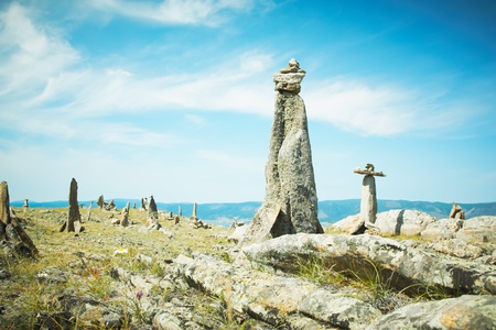 Landscape from stones lake Baikalの写真素材