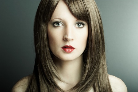 Portrait of the young sexual woman closeupの写真素材