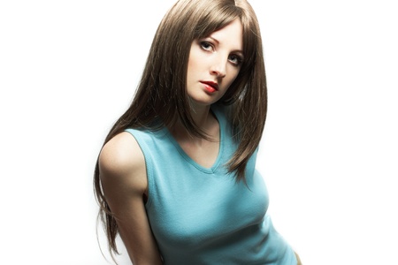 Portrait of the young sexual woman with chestnut-coloured hairの写真素材
