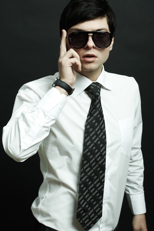 Fashion portrait of the young businessmanの写真素材