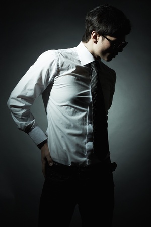 Fashion portrait of the young businessmanの写真素材