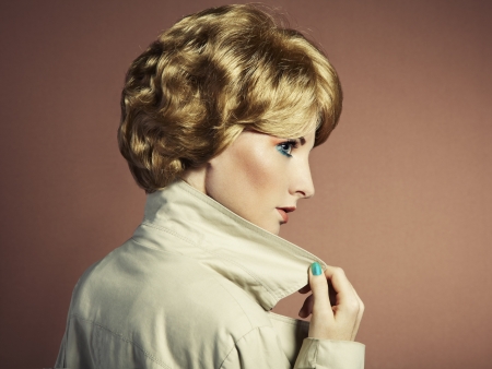 Portrait of beautiful sensual woman with elegant hairstyle  Retro hairdoの写真素材