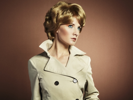 Portrait of beautiful sensual woman with elegant hairstyle  Retro hairdoの写真素材