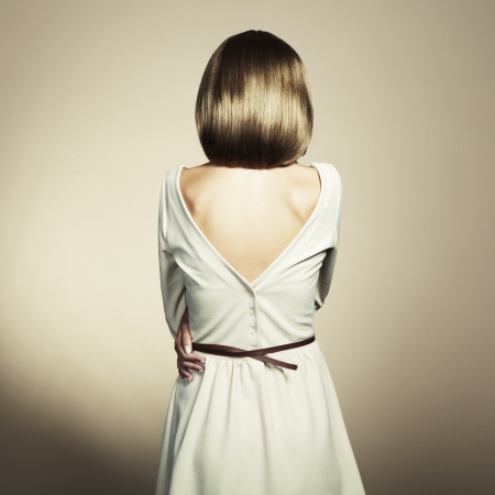 a young woman with blond hair  Close-upの写真素材