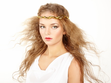 Beautiful young woman. Isolated on a white background. Fashion photoの写真素材