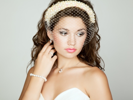 Portrait of beautiful bride. Perfect makeup. Wedding photoの写真素材