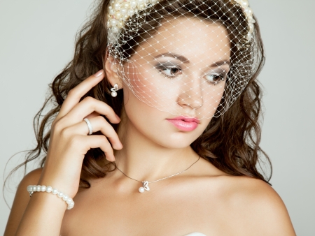 Portrait of beautiful bride. Perfect makeup. Wedding photoの写真素材