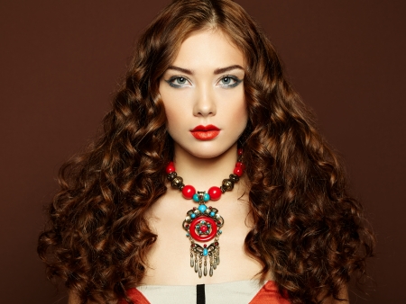 Portrait of young beautiful girl. Fashion photoの写真素材