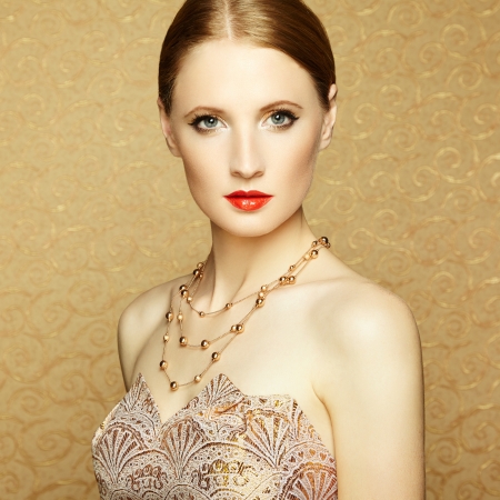 Beautiful woman face. Perfect makeup. Beauty portraitの写真素材