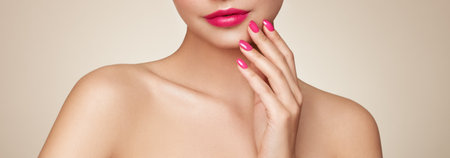 Portrait beautiful young woman with clean fresh skin. Model with healthy skin, close up portrait. Cosmetology, beauty and spaの写真素材
