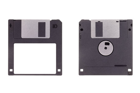 3 5inch floppy disk isolated on a white backgroundの写真素材