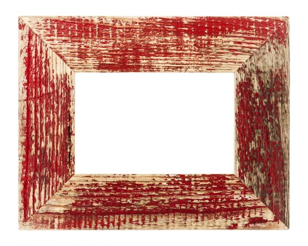 Vintage red picture frame, isolated on white backgroundの写真素材
