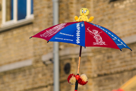 DUNKIRK, France %u2013 february 29, 2004 : Dunkirk Carnival The multicolored umbrellaのeditorial素材