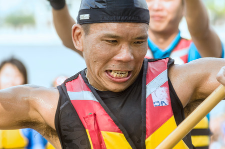 - june 18, 2010 : after the race some are a little disappointed with their performance boats during the dragon boat festival on Putrajaya Lake, Kuala Lumpur, Malaysiaのeditorial素材